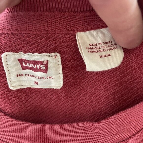 Levis Retro Crew Pullover Men Sz M Faded Red Colorblock Spellout Logo Sweatshirt - Picture 5 of 12